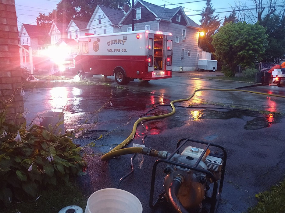 Firefighters busy dealing with flooded basements